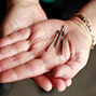 person holding burs